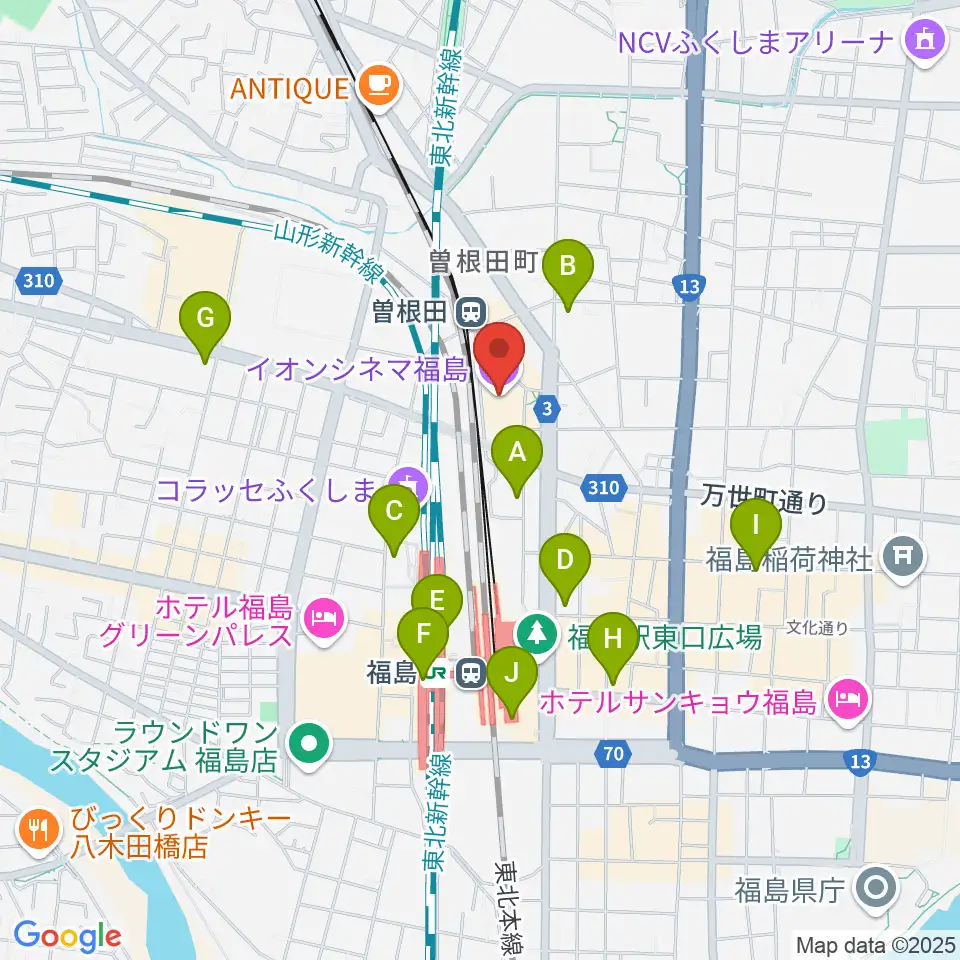 福島市アクティブシニアセンター アオウゼ周辺のコンビニエンスストア一覧地図