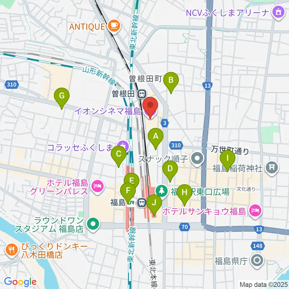 福島市アクティブシニアセンター アオウゼ周辺のコンビニエンスストア一覧地図