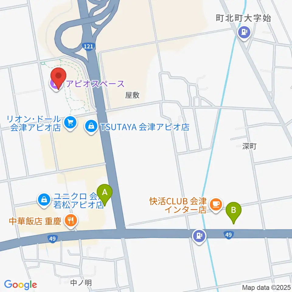 会津若松アピオスペース周辺のコンビニエンスストア一覧地図