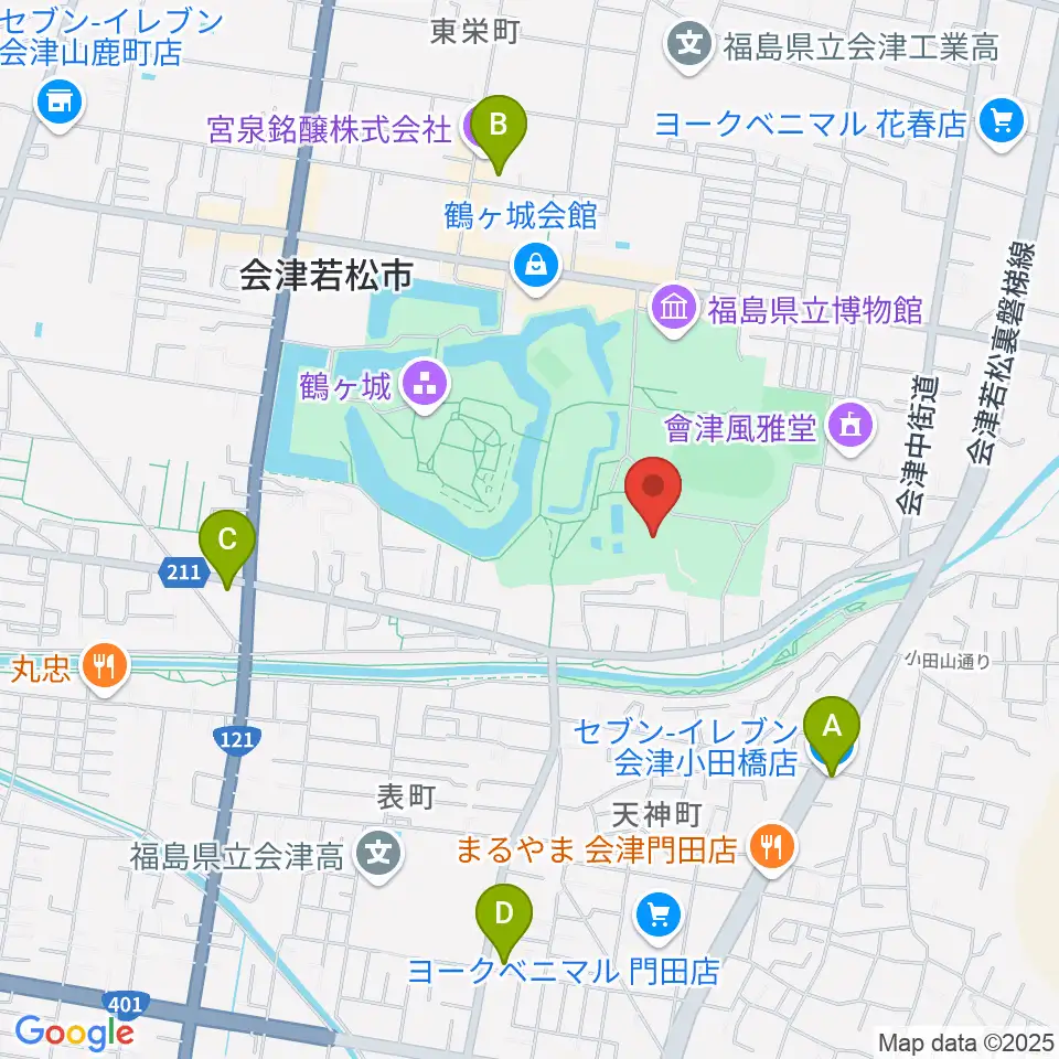 会津若松市文化センター周辺のコンビニエンスストア一覧地図
