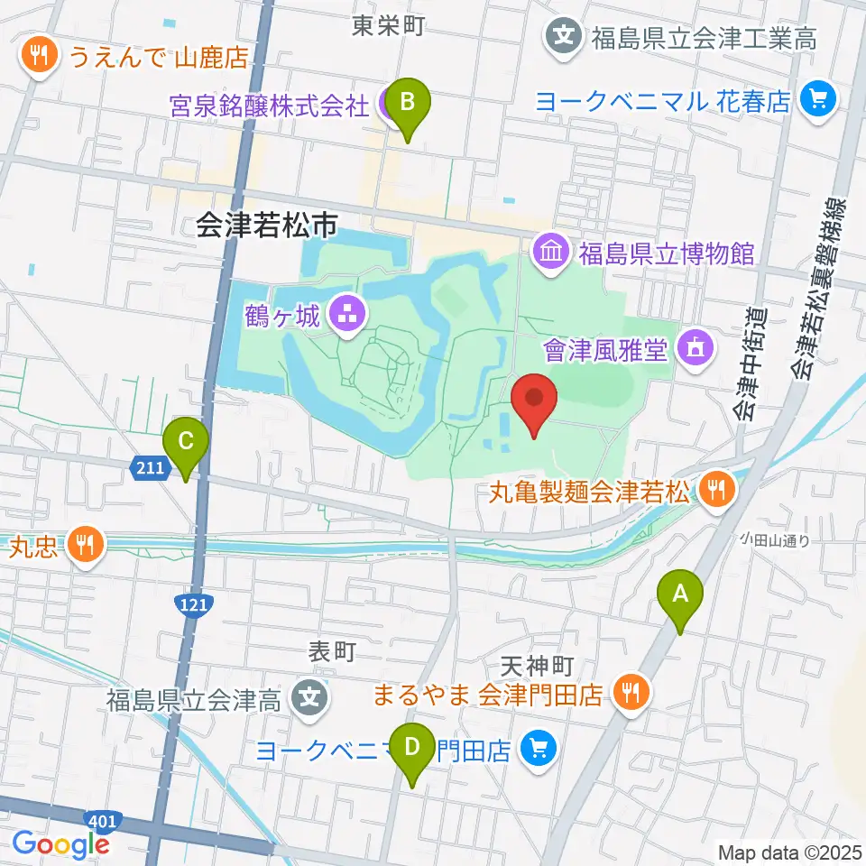 会津若松市文化センター周辺のコンビニエンスストア一覧地図
