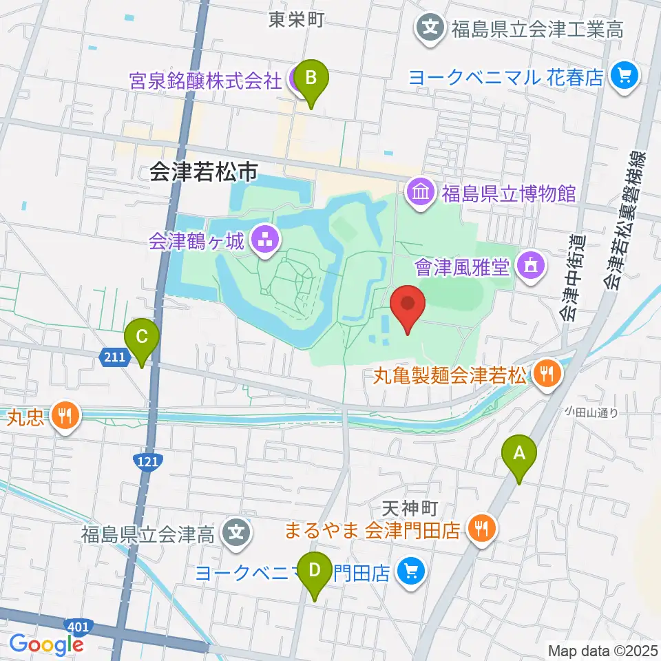 会津若松市文化センター周辺のコンビニエンスストア一覧地図