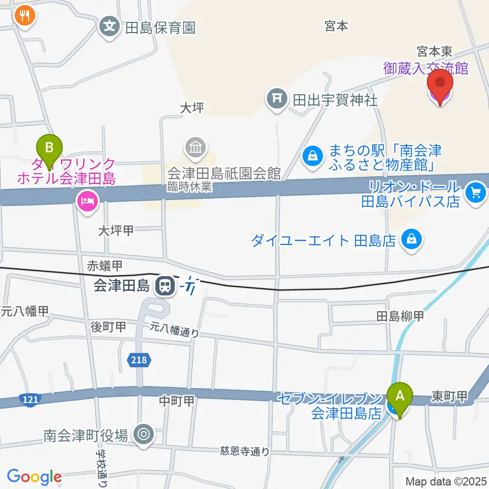 御蔵入交流館周辺のコンビニエンスストア一覧地図