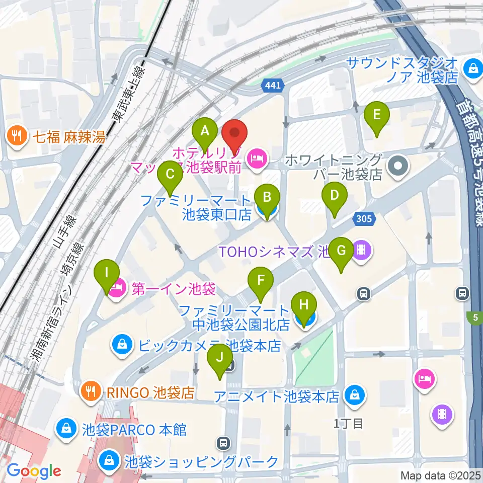 池袋ミスマッチ周辺のコンビニエンスストア一覧地図