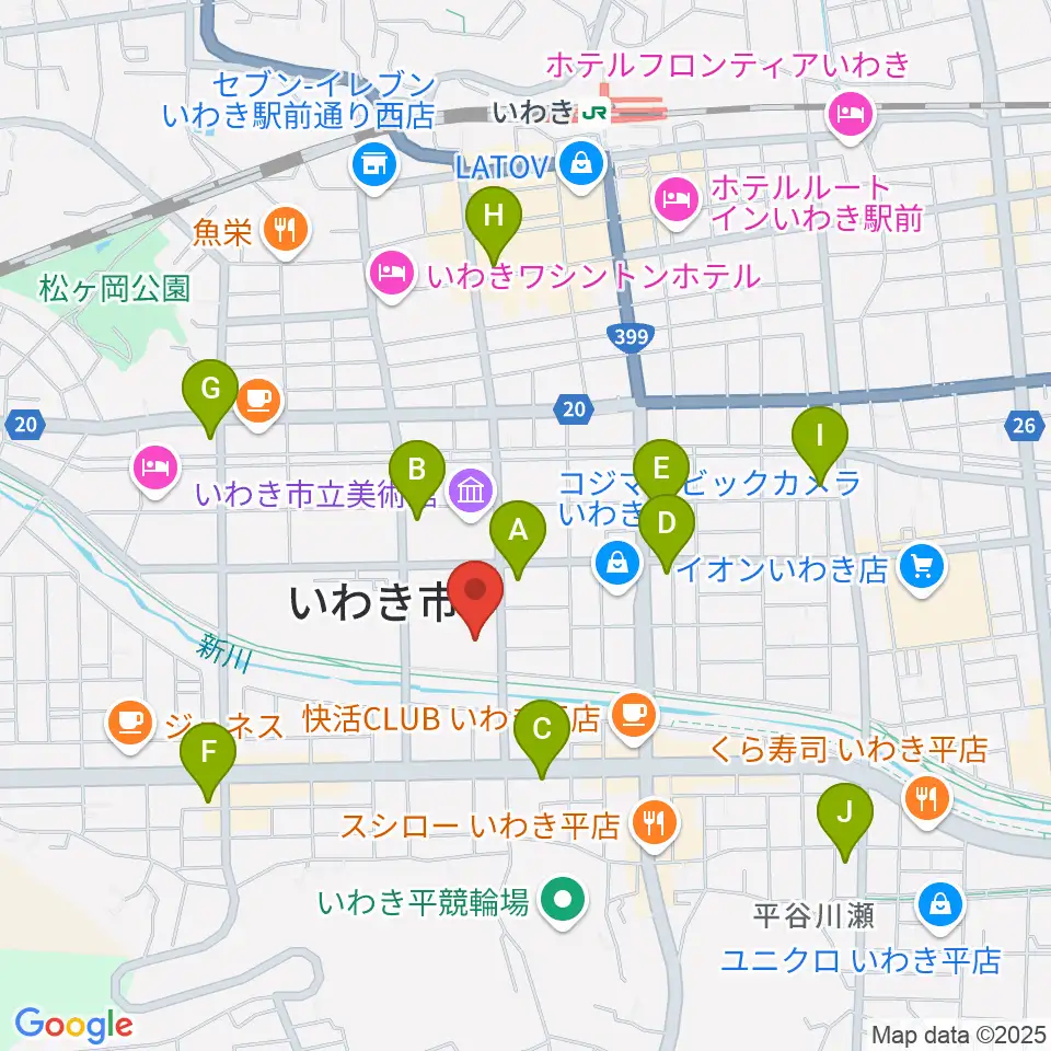 いわき芸術文化交流館アリオス周辺のコンビニエンスストア一覧地図