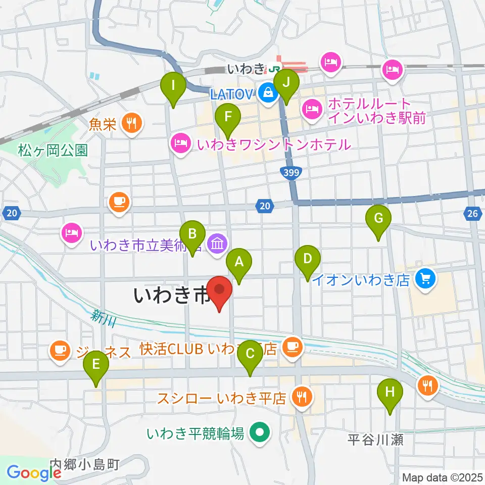 いわき芸術文化交流館アリオス周辺のコンビニエンスストア一覧地図