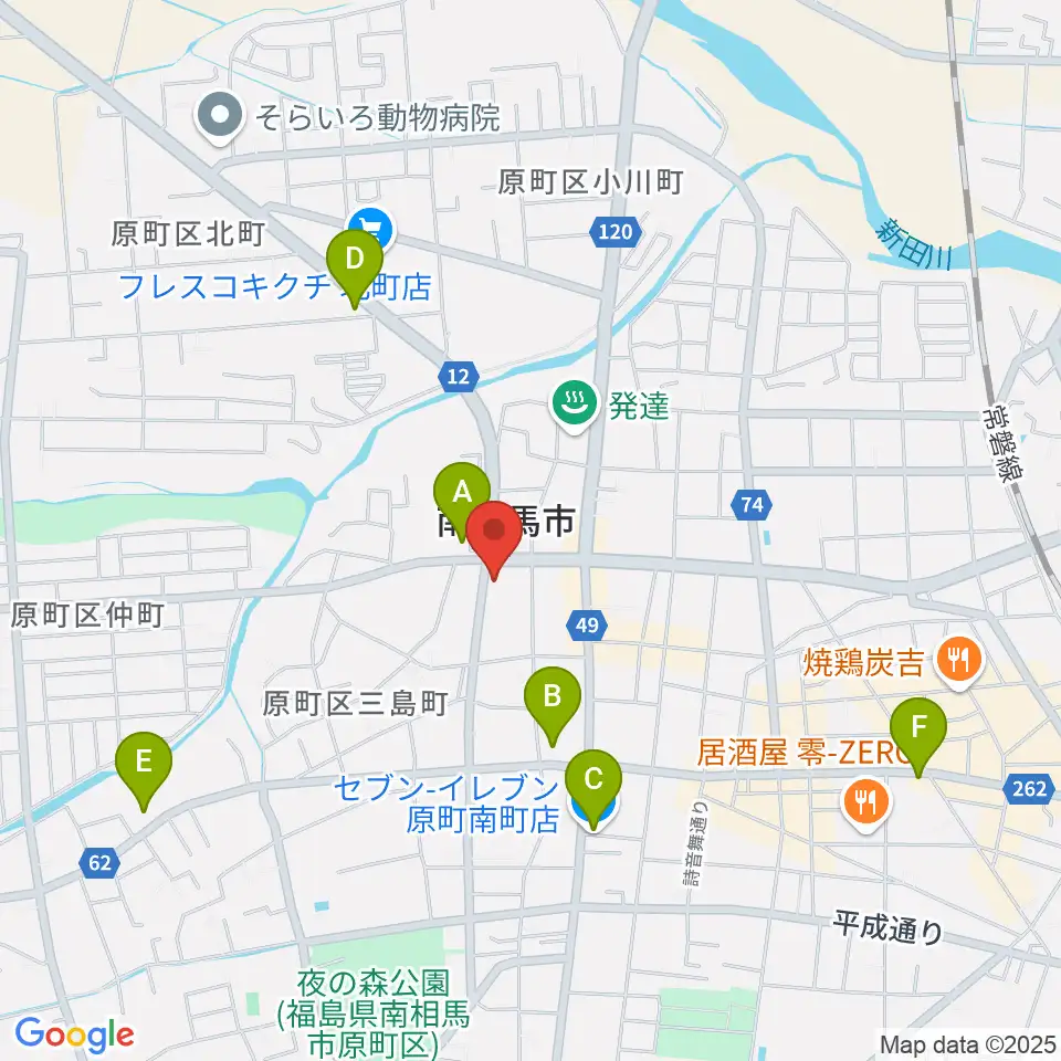 南相馬市民文化会館 ゆめはっと周辺のコンビニエンスストア一覧地図