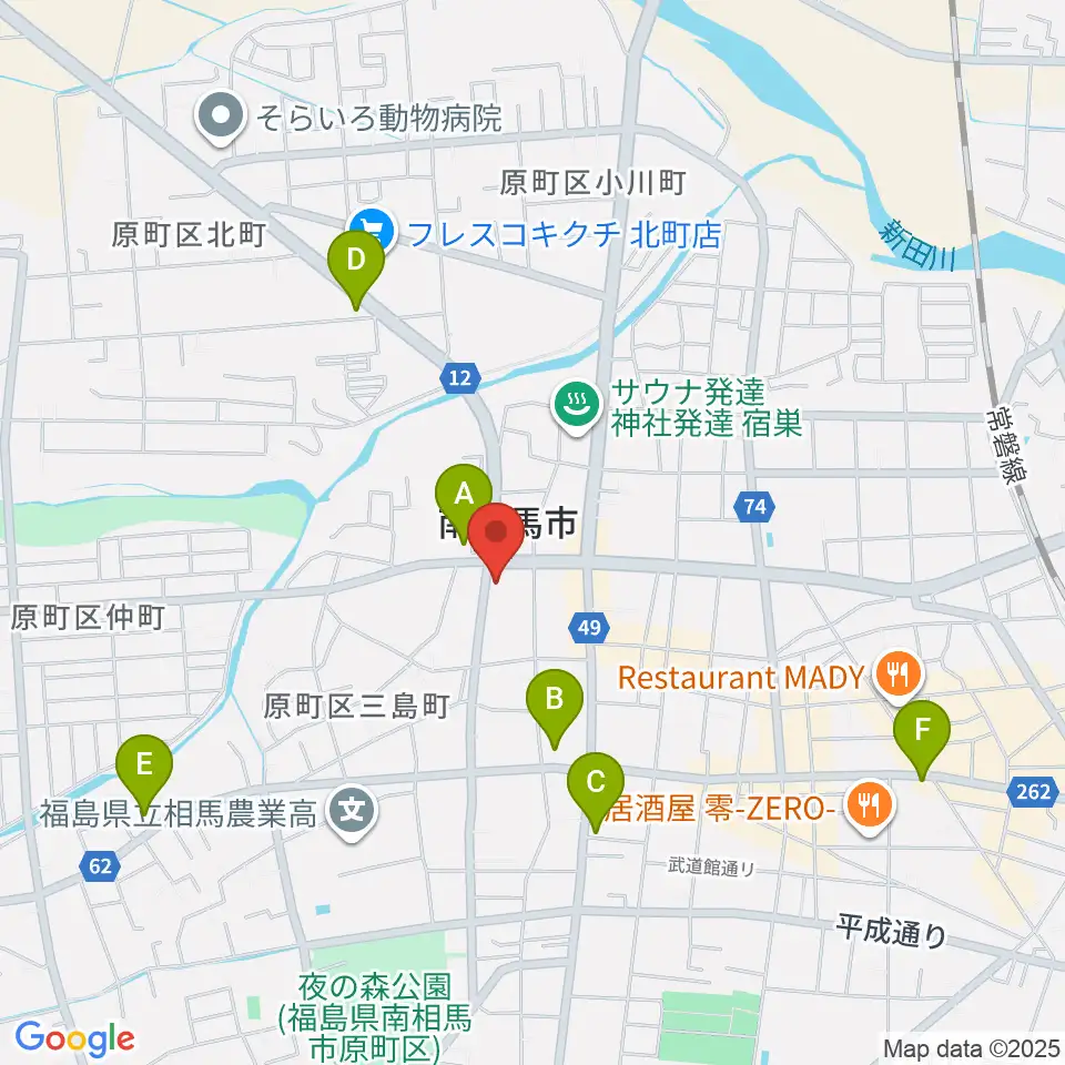 南相馬市民文化会館 ゆめはっと周辺のコンビニエンスストア一覧地図