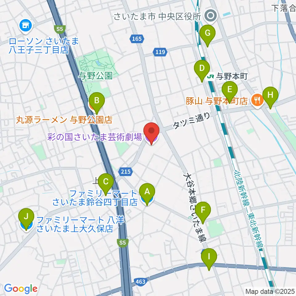 彩の国さいたま芸術劇場周辺のコンビニエンスストア一覧地図