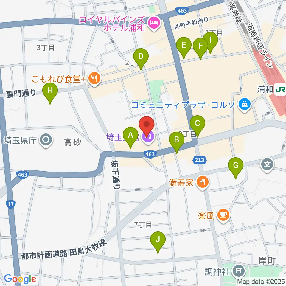 埼玉会館周辺のコンビニエンスストア一覧地図