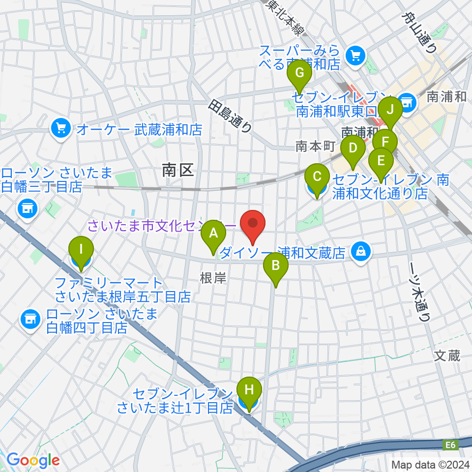 さいたま市文化センター周辺のコンビニエンスストア一覧地図