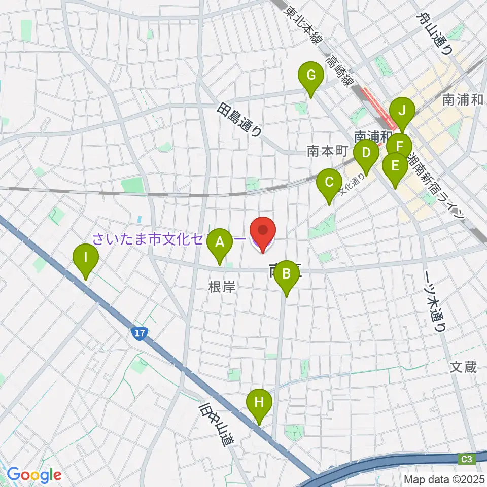 さいたま市文化センター周辺のコンビニエンスストア一覧地図