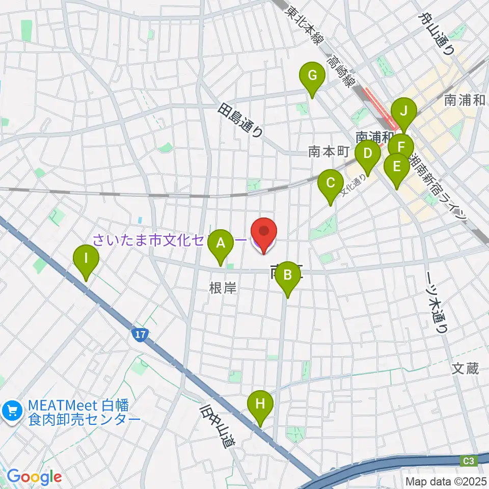 さいたま市文化センター周辺のコンビニエンスストア一覧地図