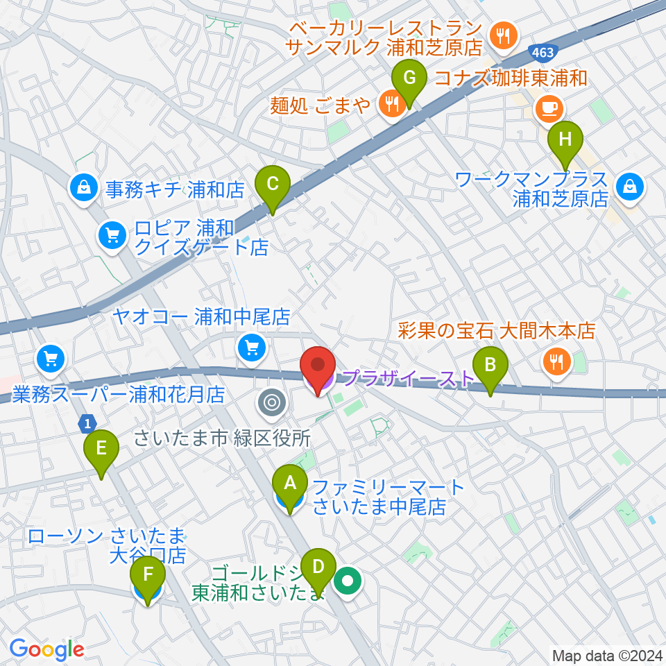 プラザイースト周辺のコンビニエンスストア一覧地図