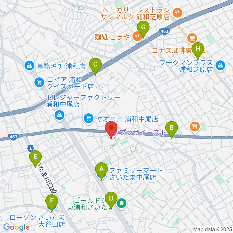 プラザイースト周辺のコンビニエンスストア一覧地図