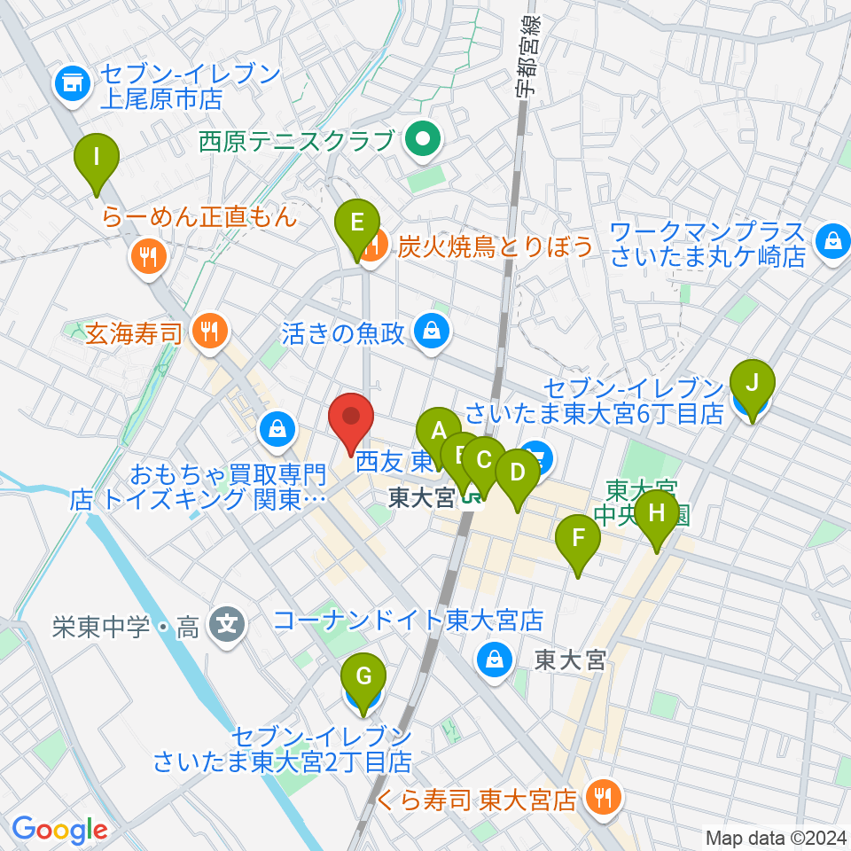 東大宮コミュニティセンター周辺のコンビニエンスストア一覧地図