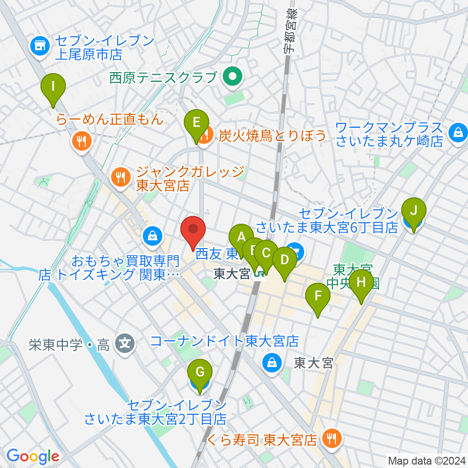 東大宮コミュニティセンター周辺のコンビニエンスストア一覧地図