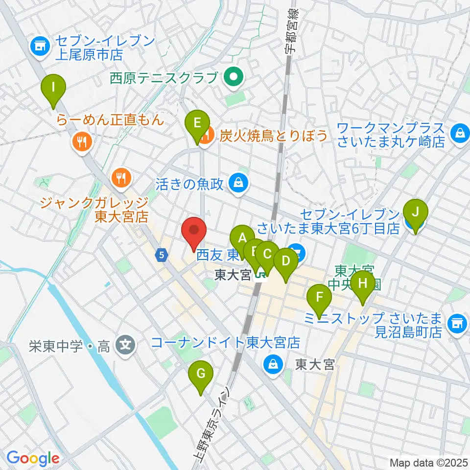 東大宮コミュニティセンター周辺のコンビニエンスストア一覧地図