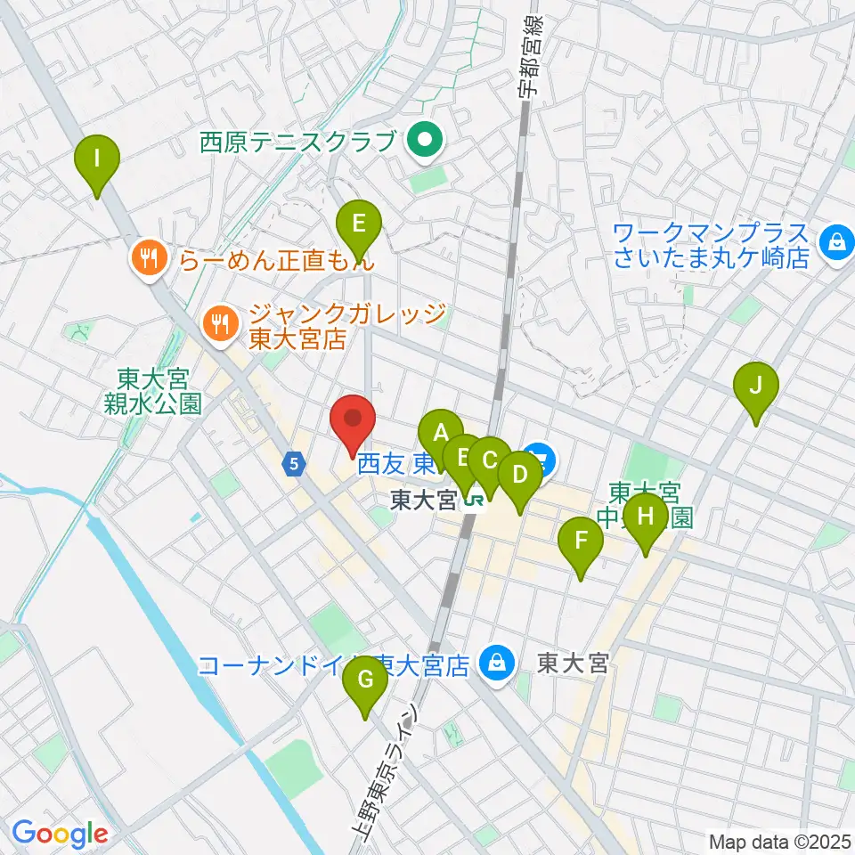 東大宮コミュニティセンター周辺のコンビニエンスストア一覧地図