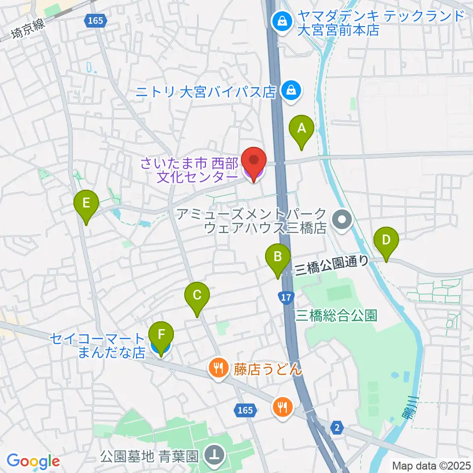 さいたま市西部文化センター周辺のコンビニエンスストア一覧地図