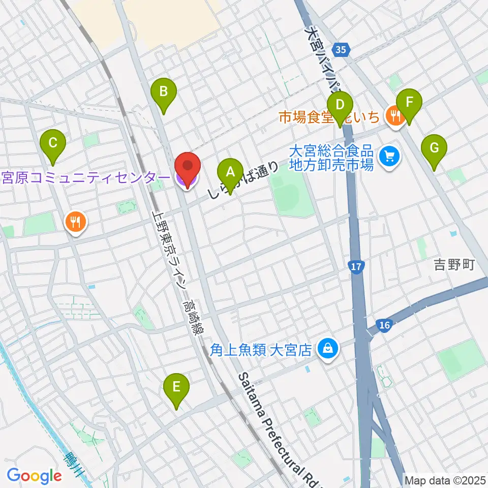 宮原コミュニティセンター 周辺のコンビニエンスストア一覧地図