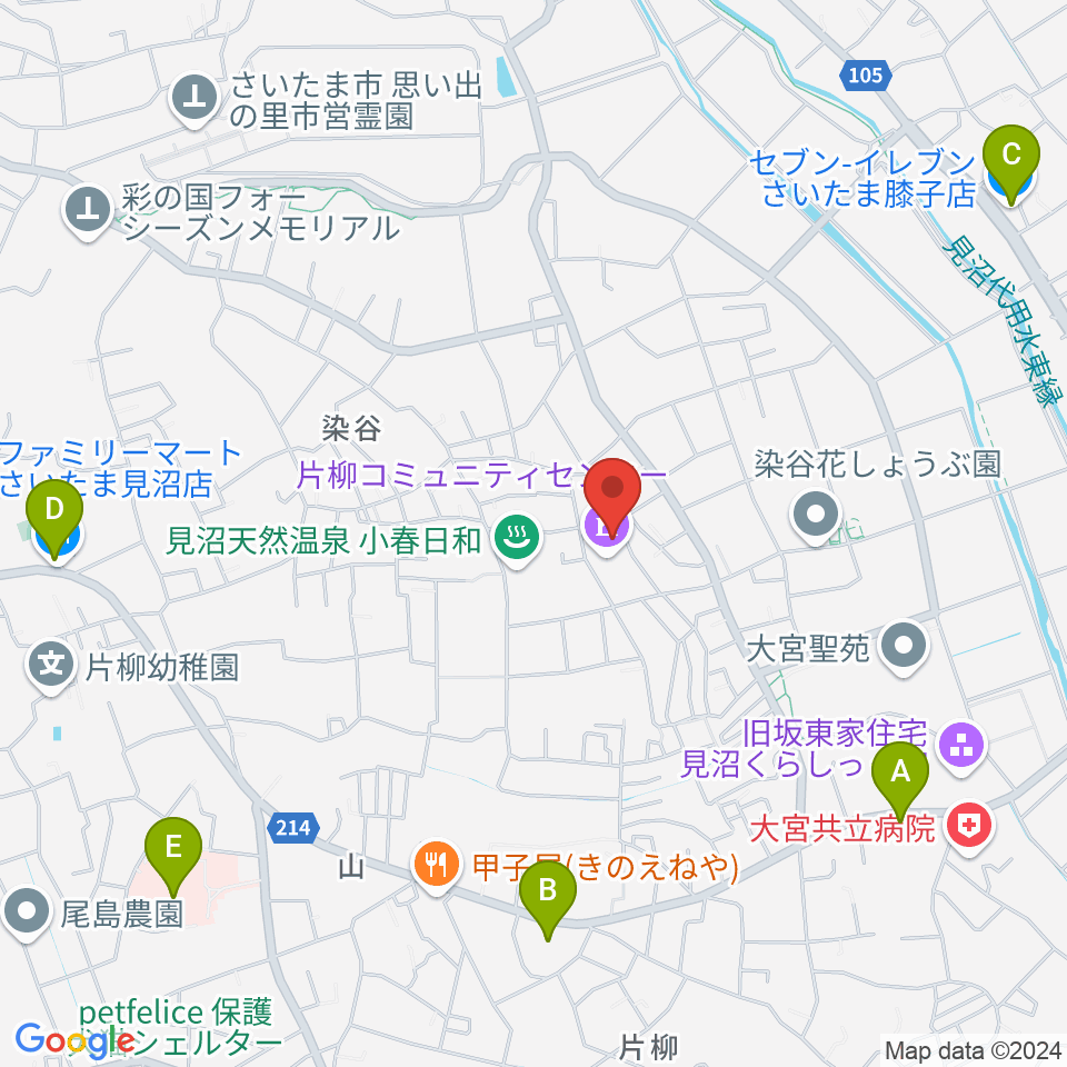 片柳コミュニティセンター 周辺のコンビニエンスストア一覧地図