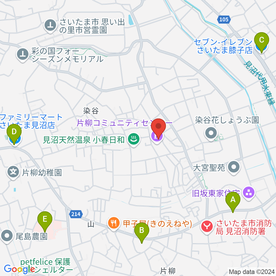 片柳コミュニティセンター 周辺のコンビニエンスストア一覧地図