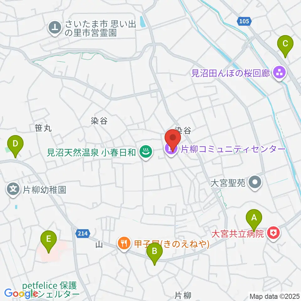 片柳コミュニティセンター 周辺のコンビニエンスストア一覧地図