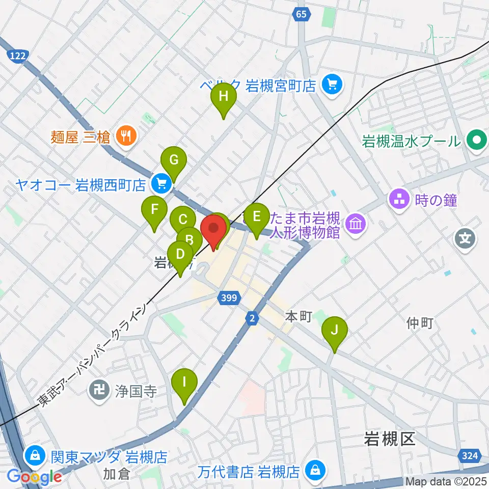 岩槻駅東口コミュニティセンター周辺のコンビニエンスストア一覧地図