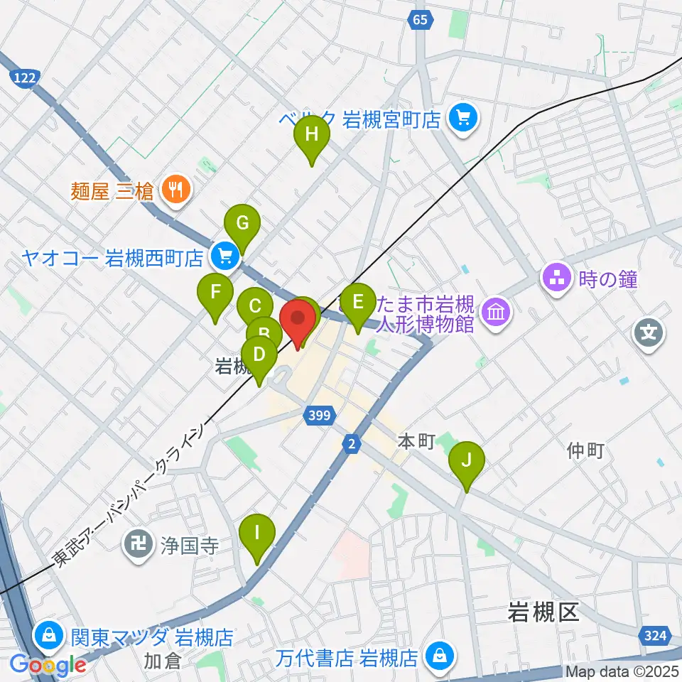 岩槻駅東口コミュニティセンター周辺のコンビニエンスストア一覧地図