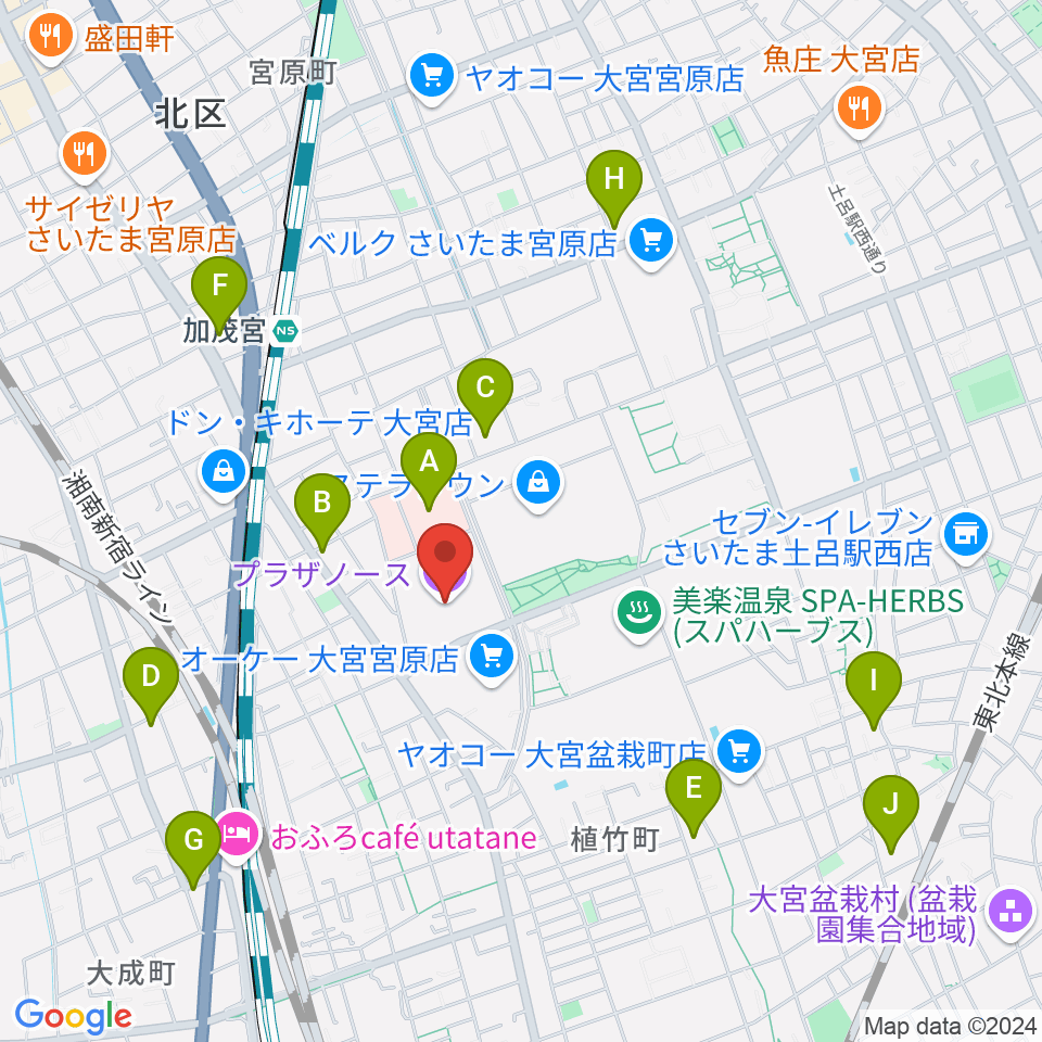 さいたま市プラザノース周辺のコンビニエンスストア一覧地図