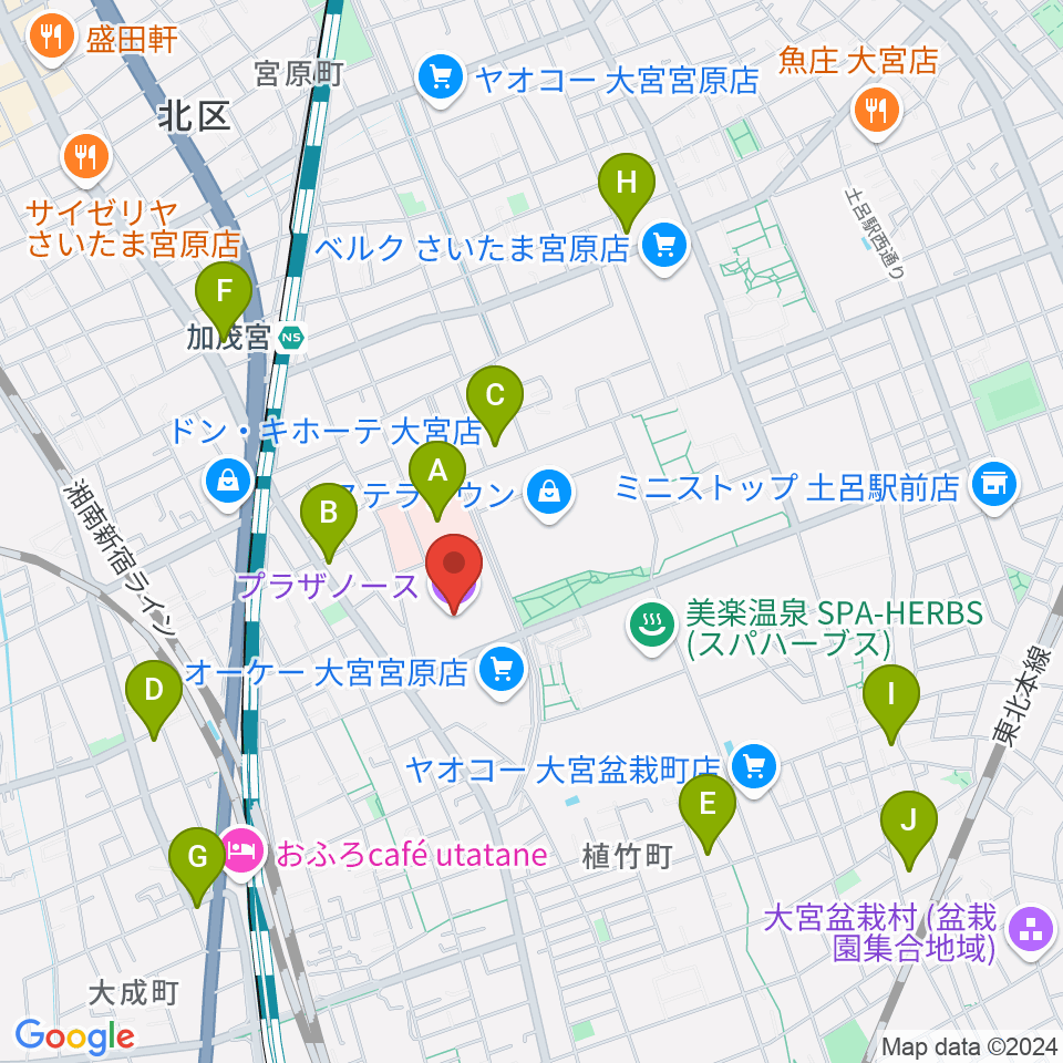 さいたま市プラザノース周辺のコンビニエンスストア一覧地図