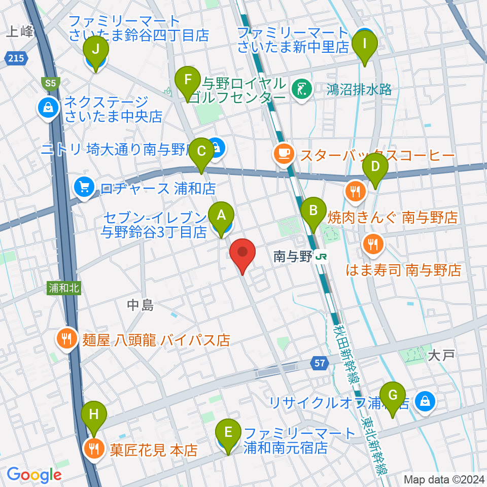 南与野ジャズマル周辺のコンビニエンスストア一覧地図