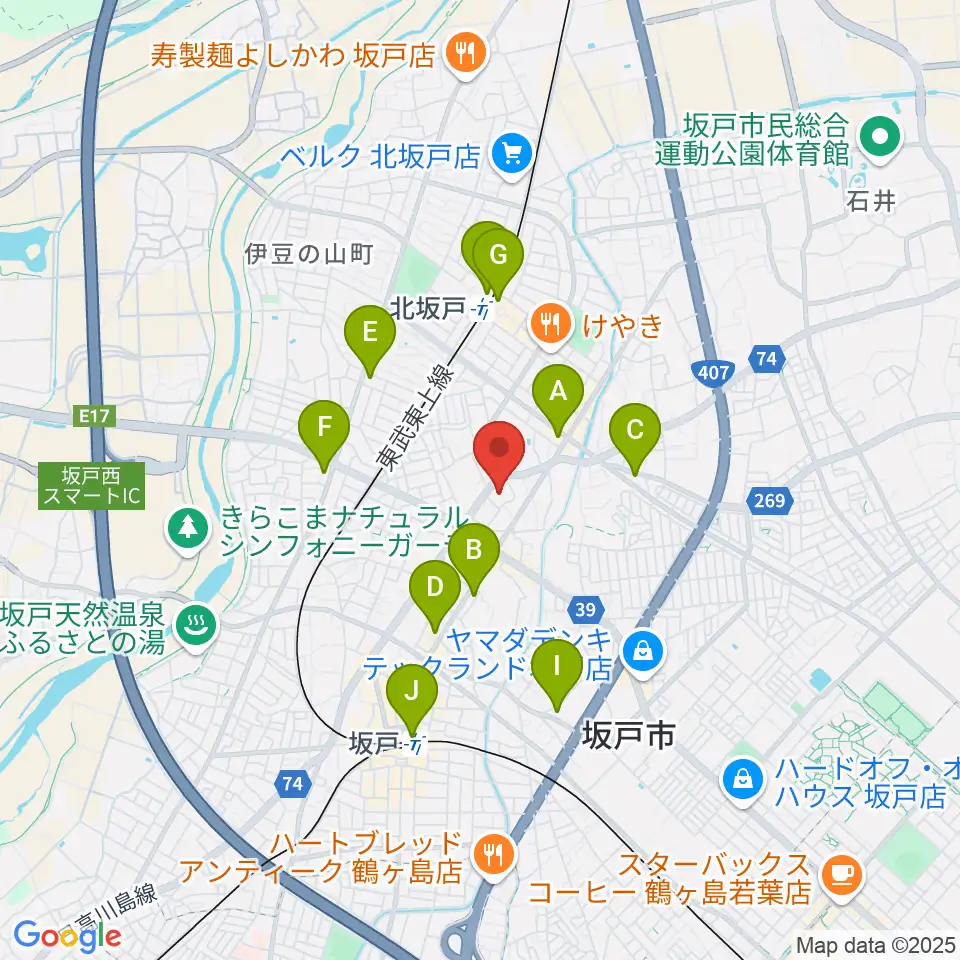 坂戸市文化会館ふれあ周辺のコンビニエンスストア一覧地図