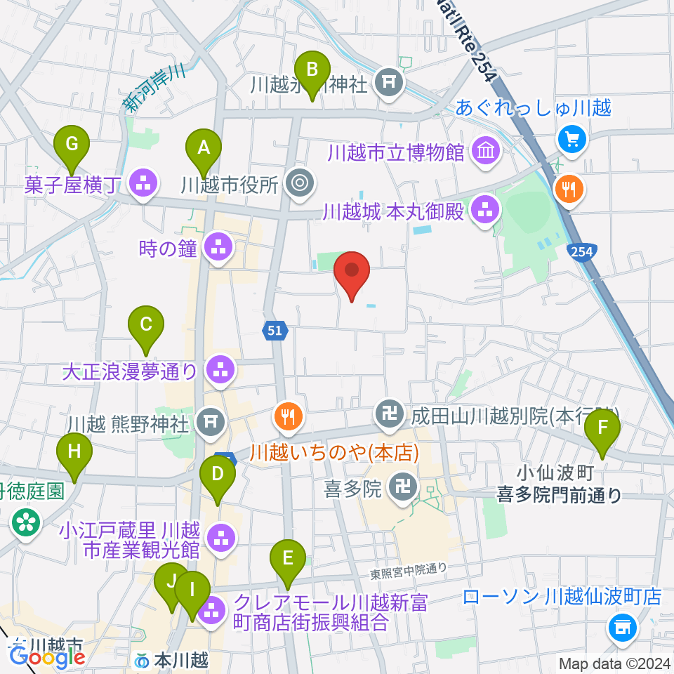 川越市やまぶき会館周辺のコンビニエンスストア一覧地図