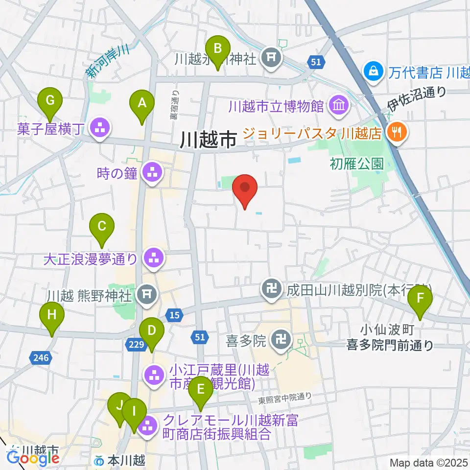 川越市やまぶき会館周辺のコンビニエンスストア一覧地図