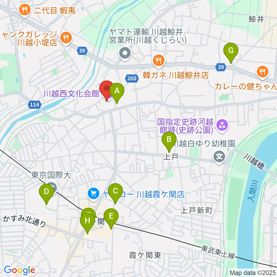 川越西文化会館 メルト周辺のコンビニエンスストア一覧地図