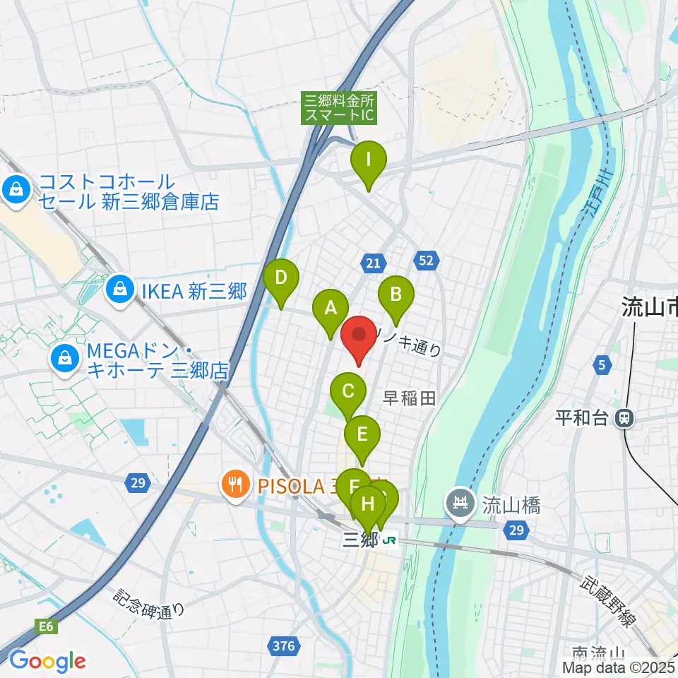 三郷市文化会館周辺のコンビニエンスストア一覧地図