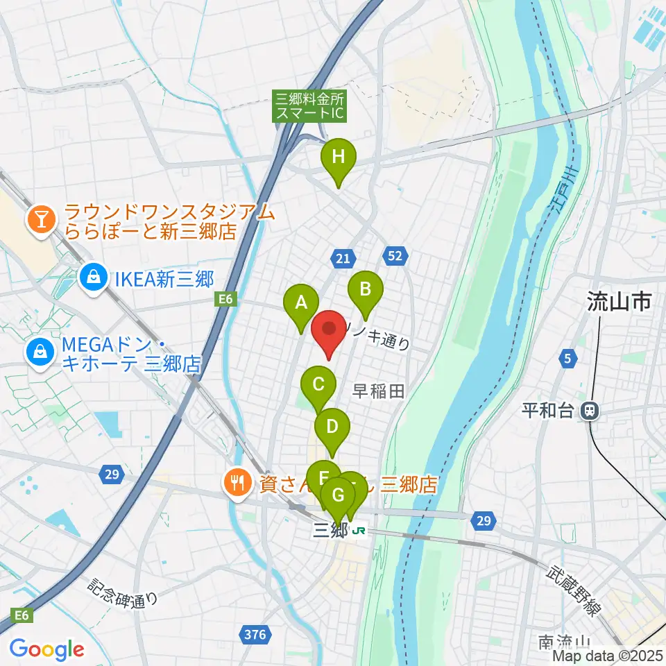 三郷市文化会館周辺のコンビニエンスストア一覧地図