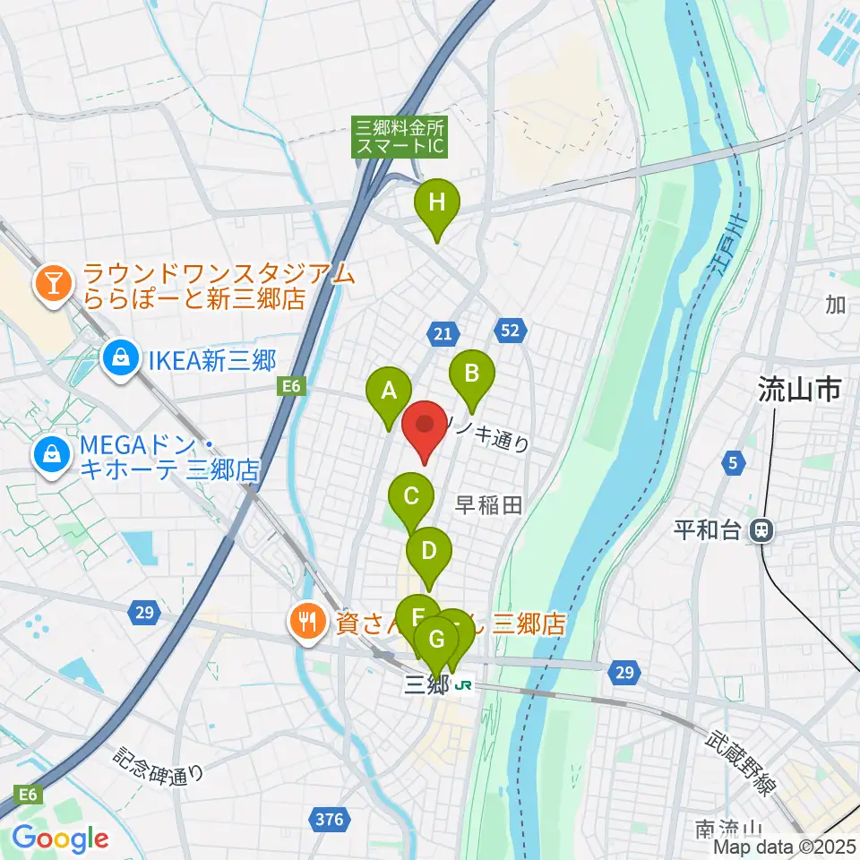 三郷市文化会館周辺のコンビニエンスストア一覧地図