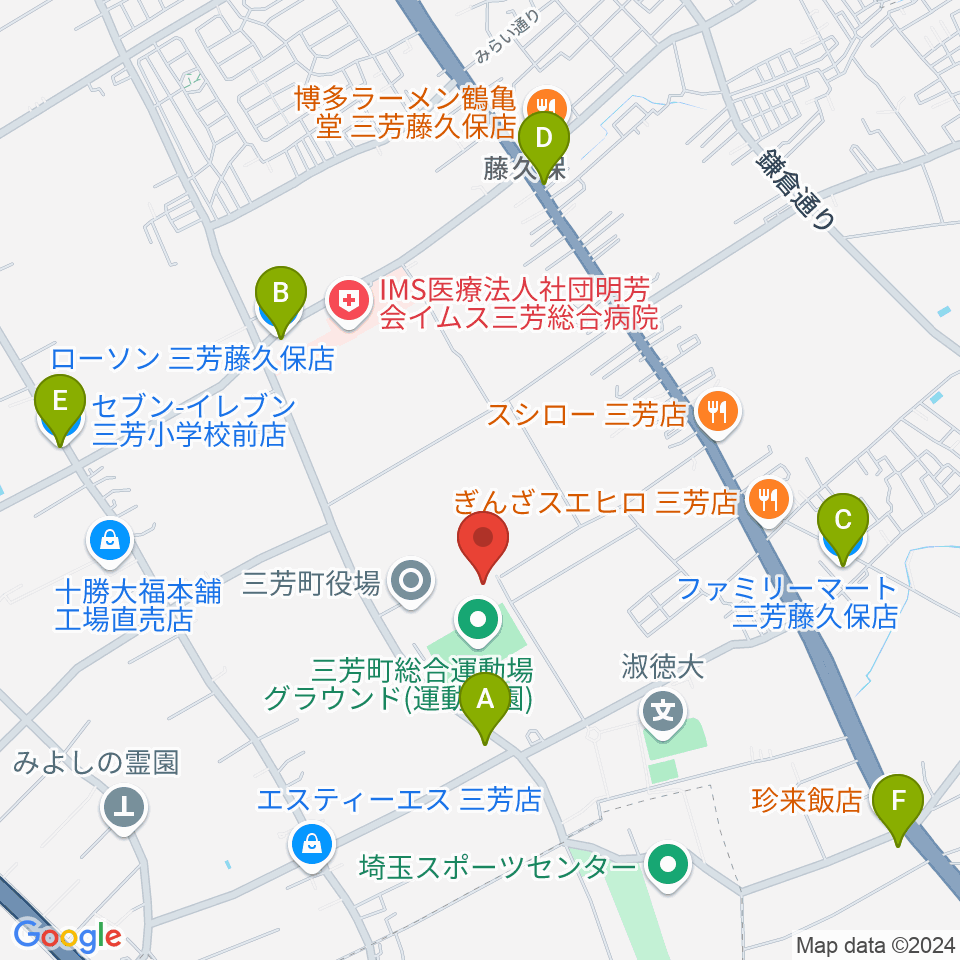 コピスみよし 三芳町文化会館周辺のコンビニエンスストア一覧地図