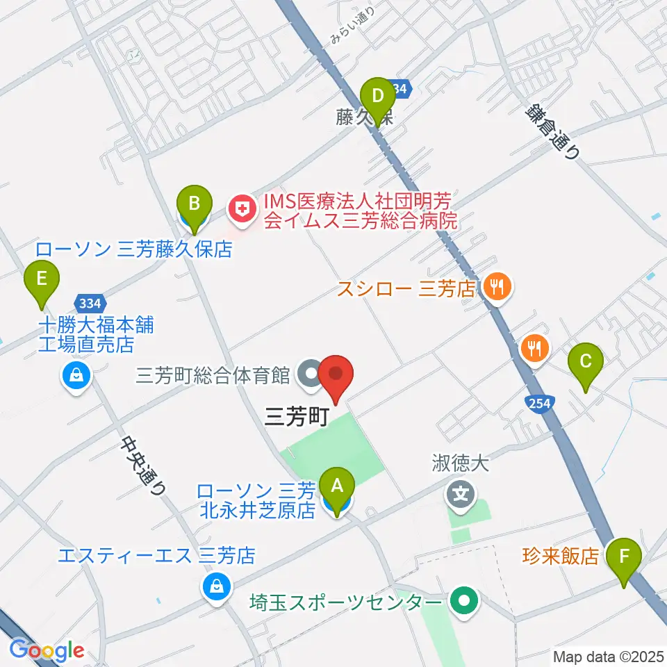 コピスみよし 三芳町文化会館周辺のコンビニエンスストア一覧地図