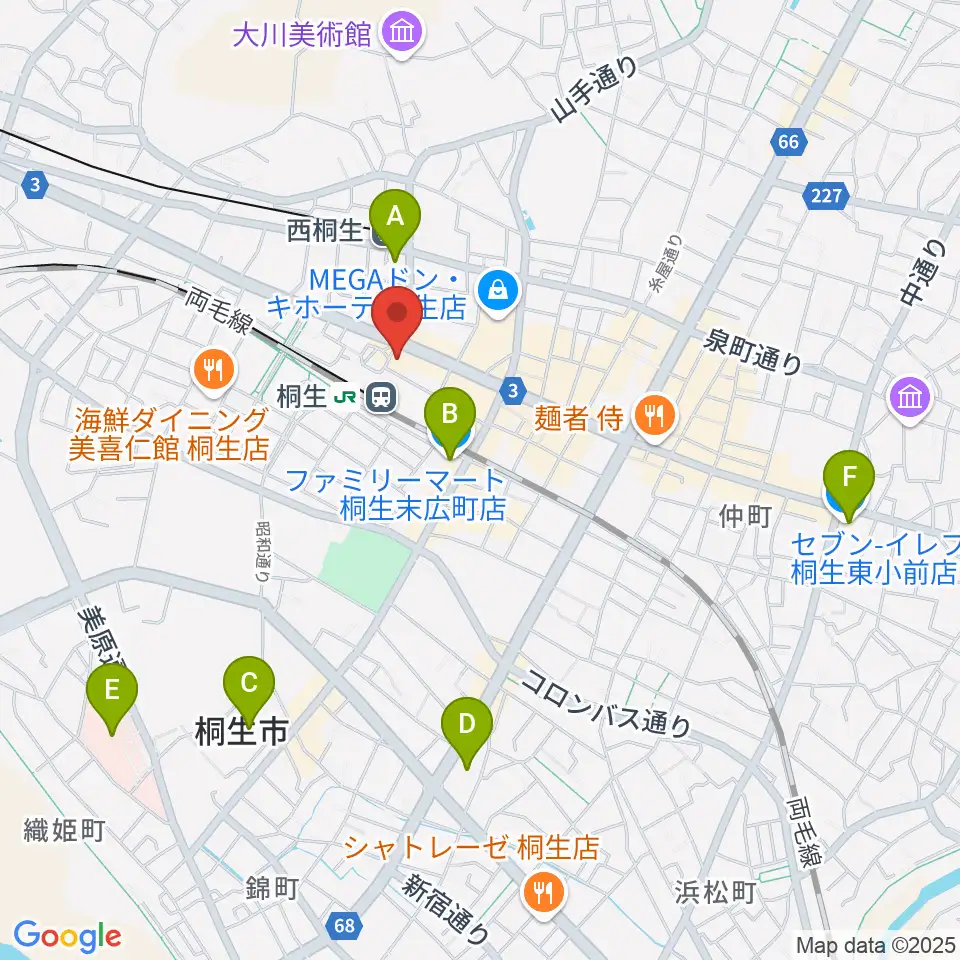 桐生VAROCK周辺のコンビニエンスストア一覧地図