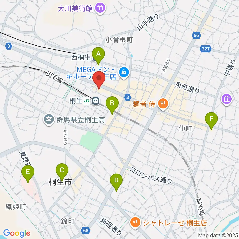 桐生VAROCK周辺のコンビニエンスストア一覧地図