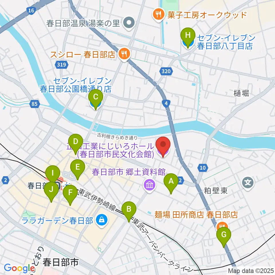 正和工業にじいろホール周辺のコンビニエンスストア一覧地図