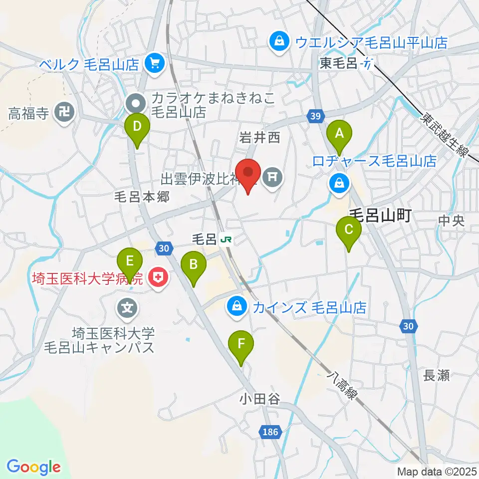 ウィズもろやま(毛呂山町福祉会館)周辺のコンビニエンスストア一覧地図