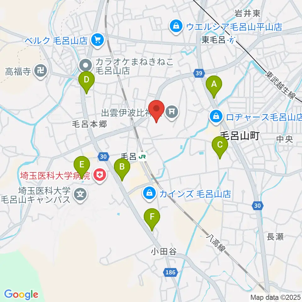 ウィズもろやま（毛呂山町福祉会館）周辺のコンビニエンスストア一覧地図