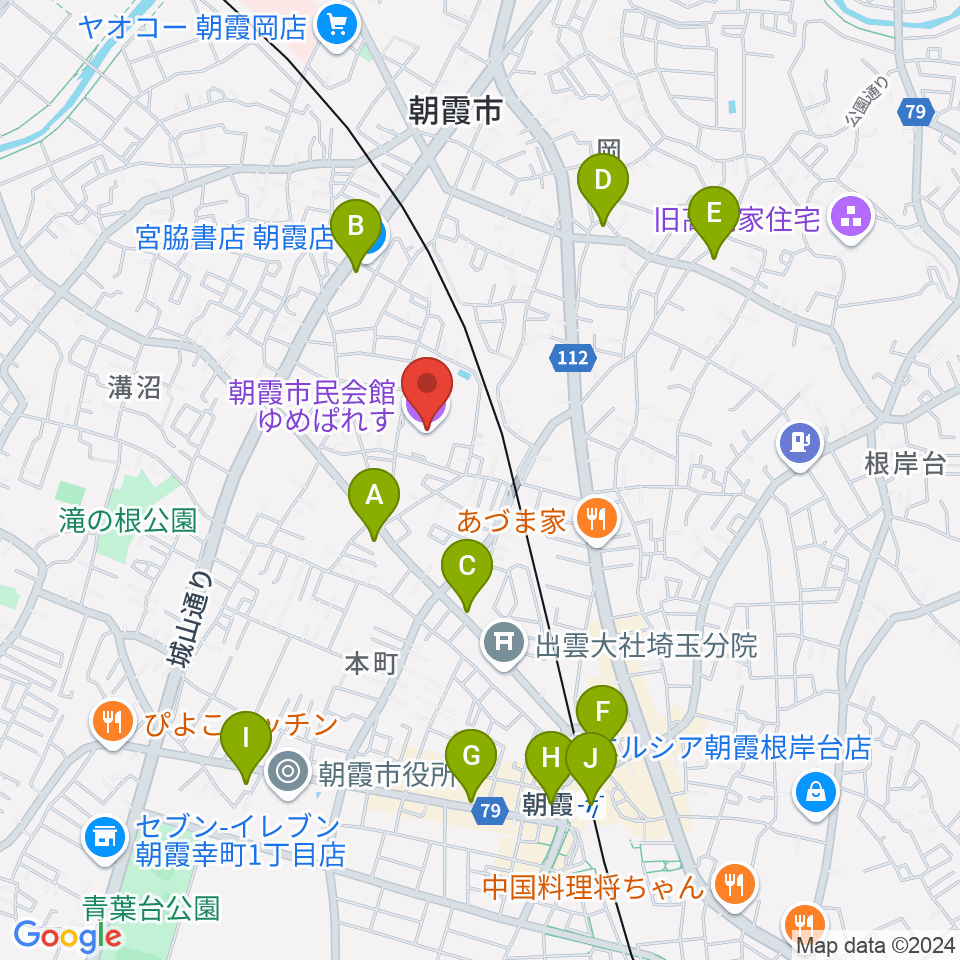 朝霞市民会館ゆめぱれす周辺のコンビニエンスストア一覧地図