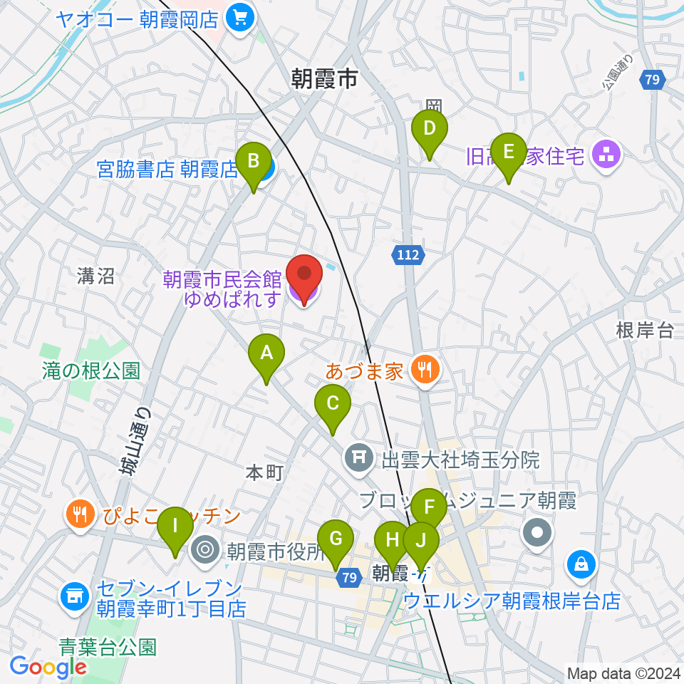 朝霞市民会館ゆめぱれす周辺のコンビニエンスストア一覧地図