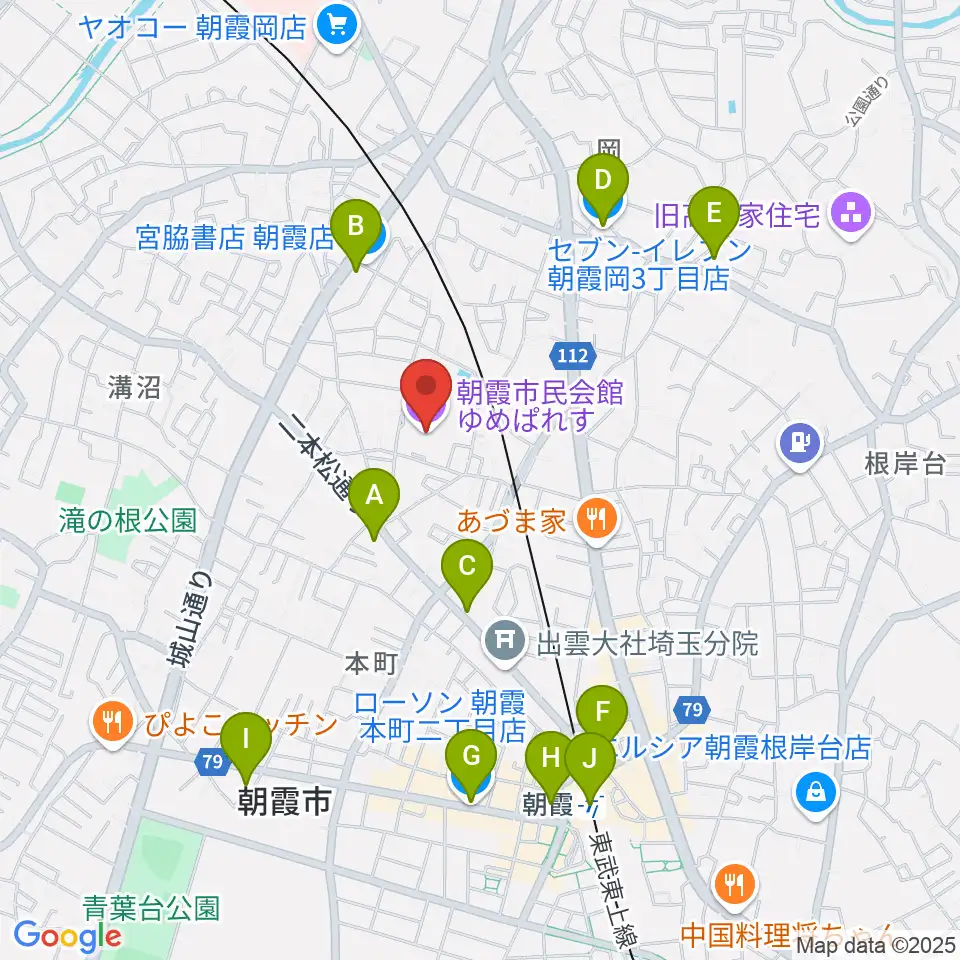 朝霞市民会館 ゆめぱれす周辺のコンビニエンスストア一覧地図